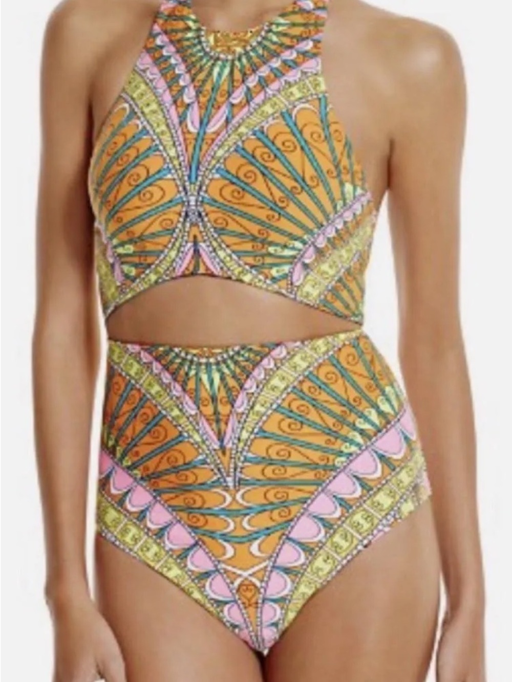 Trina Turk Mono-kini One Piece Halter Bathing Suit Size 10